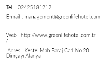 Green Life Hotel iletiim bilgileri
